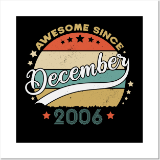 Awesome Since December 2006 Birthday Retro Sunset Vintage Funny Gift For Birthday Posters and Art